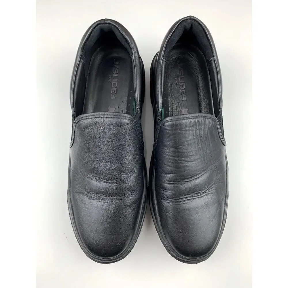 J Slides NYC Platform Loafers Slip On Black Leather Casual Sneakers Women's 10